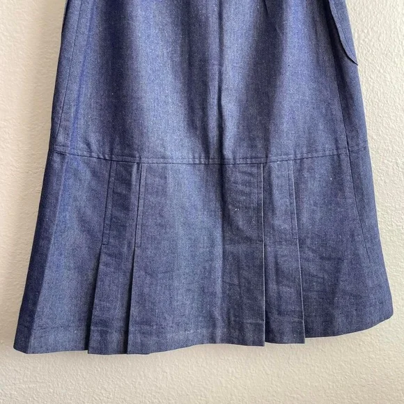 1970s Selvedge Denim Pleated Midi Skirt - Picture 5 of 8